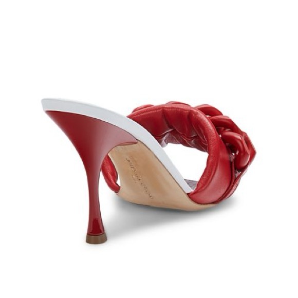 JOHN GALLIANO Chain Leather Stiletto Sandals in Red Size 6.5 - Picture 2 of 12